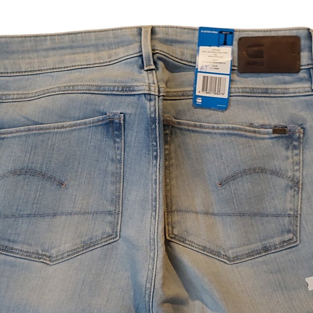 G-Star Raw 3301 Mid Bootleg Gova Super Stretch Light Blue Denim Jeans Sz 27 NWT - Picture 9 of 13